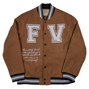 
                  
                    Load image into Gallery viewer, Fill The Void &amp;quot;Vol. 2&amp;quot; Letterman Jacket - Caramel
                  
                